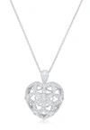 Diana M. 18kt White Gold Heart Shaped Pendant With Flower Design Featuring 1.20 Cts Of Diamonds In White