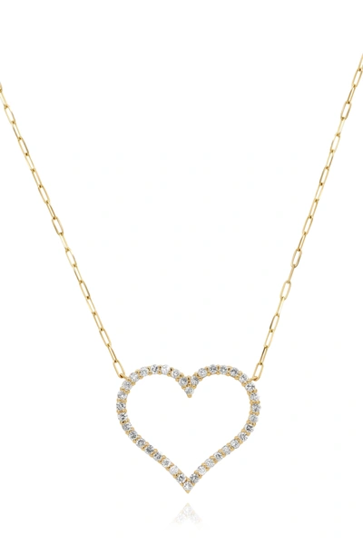DIANA M. 14 KT YELLOW GOLD DIAMOND PENDANT WITH OPEN-HEART DESIGN ADORNED WITH 1.07 CTS TW ROUND DIAMONDS