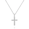 Diana M. 14 Kt White Gold Diamond Pendant With Cross-shaped Design Adorned With 0.15 Cts Tw Diamonds In White