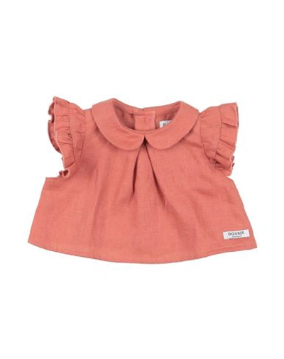 Donsje Amsterdam Babies'  Newborn Girl Top Rust Size 0 Linen In Red