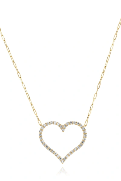 DIANA M. 14 KT YELLOW GOLD DIAMOND PENDANT WITH OPEN-HEART DESIGN ADORNED WITH 1.06 CTS TW DIAMONDS