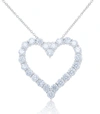 Diana M. 18kt White Gold Open Heart Pendant Featuring 5.85 Cts Of Round Diamonds, 24 Stones In White