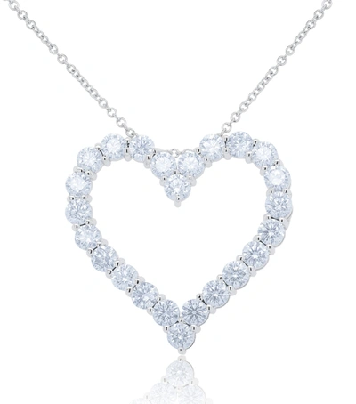 DIANA M. 18KT WHITE GOLD OPEN HEART PENDANT FEATURING 5.85 CTS OF ROUND DIAMONDS, 24 STONES