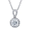 Diana M. 18kt White Gold Diamond Halo Pendant Featuring 0.51 Ct Round Center And 0.50 Cts Round Diamonds Arou In White