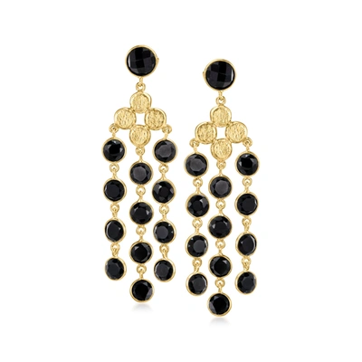 Ross-simons Onyx Chandelier Earrings In 18kt Gold Over Sterling In Black