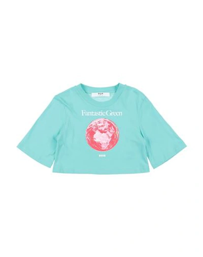 Msgm Babies'  Toddler Girl T-shirt Turquoise Size 6 Cotton In Blue