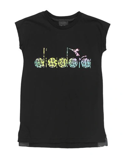 Diadora Kids'  Toddler Girl T-shirt Black Size 4 Cotton