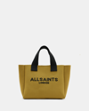Allsaints Izzy Logo Print Knitted Mini Tote Bag In Sap Green