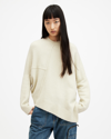 Allsaints Lock Crew Neck Asymmetric Sweater In Muted Green
