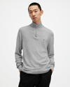 Allsaints Kilburn Zip Funnel Neck Ramskull Sweater In Cool Grey