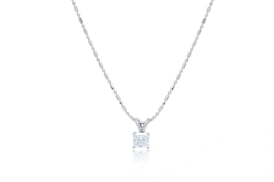 DIANA M. 14KT WHITE GOLD SOLITAIRE DIAMOND PENDANT FEATURING 0.63 CT CLARITY ENHANCED RADIANT CUT DIAMOND
