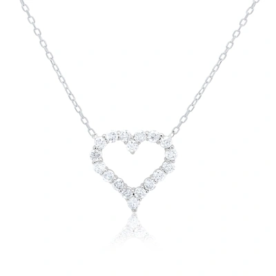 Diana M. 14 Kt White Gold Diamond Pendant With Open-heart Design Adorned With 0.50 Cts Tw Diamonds In Metallic