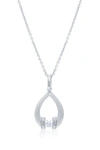 Diana M. 14kt White Gold Teardrop Pendant Featuring 0.63 Ct Center And 0.10 Cts On The Side In White