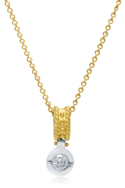 DIANA M. 18KT TWO TONE BYZANTINE DIAMOND PENDANT FEATURING 1.02 CTS OF ROUND DIAMONDS