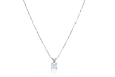 DIANA M. 14KT WHITE GOLD SOLITAIRE DIAMOND PENDANT FEATURING 0.84 CT CLARITY ENHANCED PRINCESS CUT DIAMOND