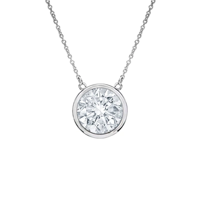 DIANA M. 14 KT WHITE GOLD, 18" DIAMOND PENDANT WITH ONE 0.15 CTS TW ROUND DIAMOND