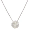 Diana M. 14 Kt White Gold Diamond Pendant With Waved Design Surrounding Center 0.70 Cts Tw Round Diamond In White