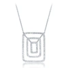 Diana M. 14kt White Gold 3 Row Rectangular Diamond Pendant Featuring 2.00 Cts Of Round Diamonds In White