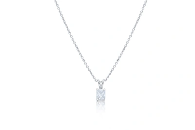DIANA M. 14KT WHITE GOLD SOLITAIRE DIAMOND PENDANT FEATURING 0.46 CT EMERALD CUT DIAMOND