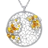 Diana M. 18kt White Gold Diamond Pendant Featuring 5.59 Cts Of Round Fancy Yellow And White Diamonds In White