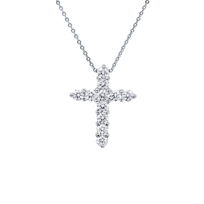 DIANA M. 18 KARAT WHITE GOLD DIAMOND CROSS PENDANT FEATURING 1.00 CTS TOTAL.