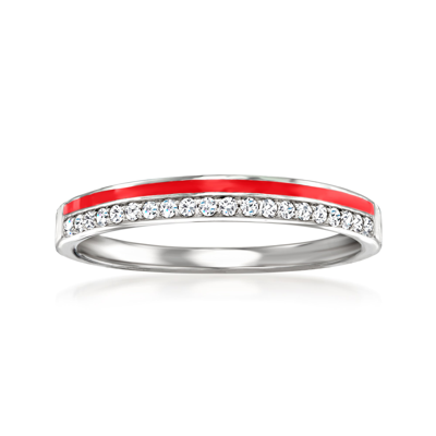 Rs Pure By Ross-simons Diamond Ring With Red Enamel In Sterling Silver