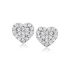 Rs Pure By Ross-simons Pave Diamond Heart Stud Earrings In Sterling Silver In White