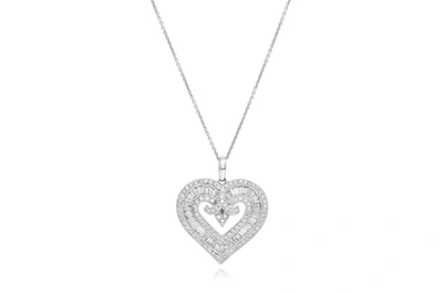 DIANA M. 18KT WHITE GOLD DIAMOND HEART PENDANT CONTAINING 3.00 CTS TW