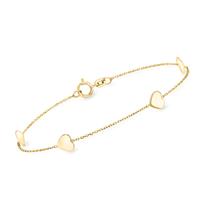 Rs Pure By Ross-simons Italian 14kt Yellow Gold Heart Station Bracelet In Multi