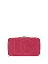 Dolce & Gabbana Pink Shoulder Bag With Quilted Dg Logo In Leather