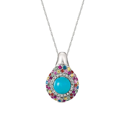 Le Vian Ladies Robins Egg Blue Turquoise Necklaces Set In 14k Vanilla Gold In White