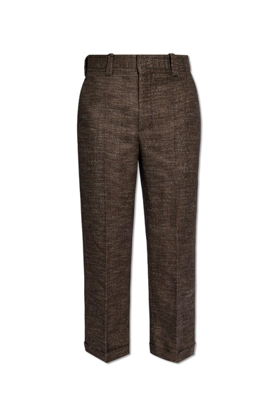 Bottega Veneta Textured Speckled Trousers In Brown
