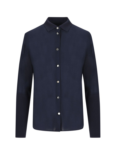 Loro Piana Buttoned Sleeved Shirt In Navy