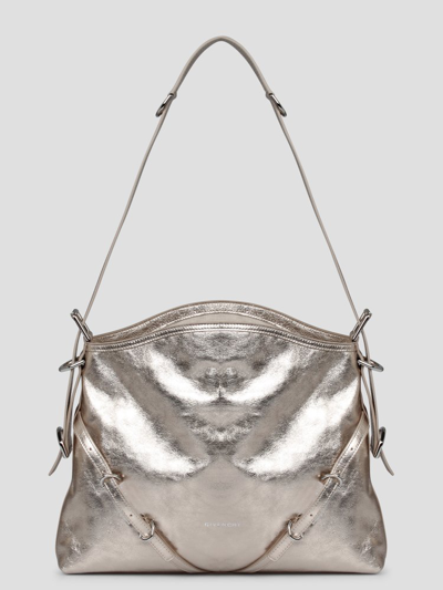 Givenchy Medium Voyou Metallic Leather Hobo Bag In Gold