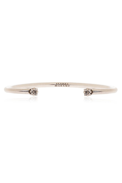 Isabel Marant Logo Engraved Cuff Bracelet In Silver