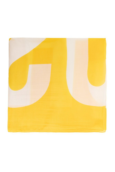 Moschino Oversized Logo Printed Scarf In Yellow