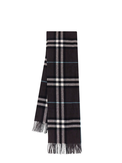 Burberry Checked Fringed Cashmere Scarf In Braun