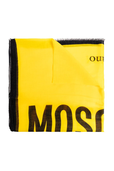 Moschino Logo Printed Scarf In Yellow