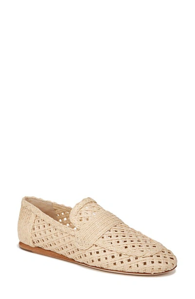 Vince Davis Flat Raffia Loafers In Beige