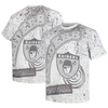 MITCHELL & NESS MITCHELL & NESS WHITE LAS VEGAS RAIDERS BIG & TALL ALLOVER PRINT T-SHIRT