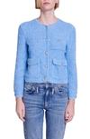 Maje Sequin Knit Cardigan For Spring/summer In Blue
