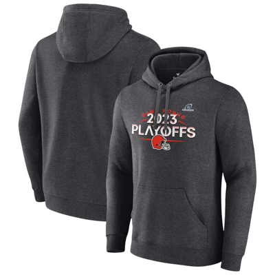 Fanatics Branded Heather Charcoal Cleveland Browns 2023 Nfl Playoffs Fleece Pullover Hoodie