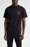 Palm Angels Monogram Stud Cotton T-shirt In Black