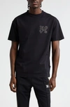 Palm Angels Studded Monogram T-shirt In Black Gunmetal