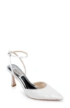 Badgley Mischka Lyric Velvet Ankle-strap Pumps In White