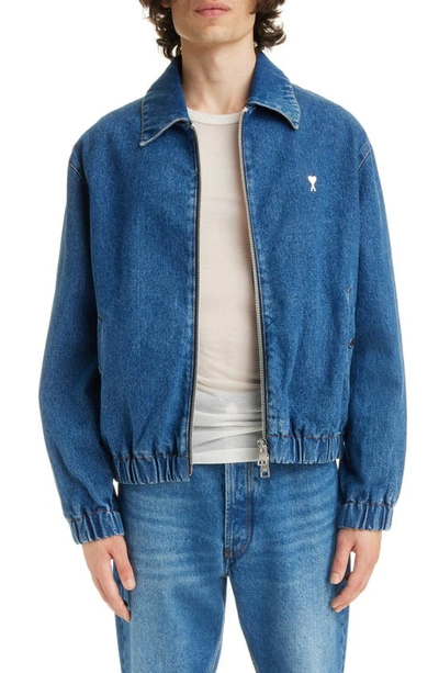 Thom Browne Ami De Caur Zipped Denim Jacket In Used Blue