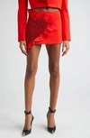 Area Heart Ruffle Mini Skirt In Scarlet