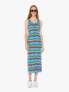 MOTHER THE LIKE A GLOVE COLUMN DRESS MULTI STRIPE IN BLUE - SIZE X-LARGE