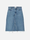 Frame Deconstructed Denim Midi Skirt In Mabel In Black