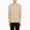 C.P. COMPANY C.P. COMPANY BEIGE T-SHIRT WITH LOGO PRINT ON THE CHEST MEN